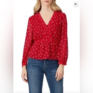 Madewell Georgette Retro Fern Floral Top Red Size M